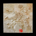 marble relief sculpture with flower pot for home inside decoration